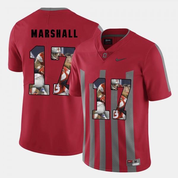 Ohio State Buckeyes Jalin Marshall Men's #17 Red Pictorial Fashion College Football Jersey 2404LPNX0